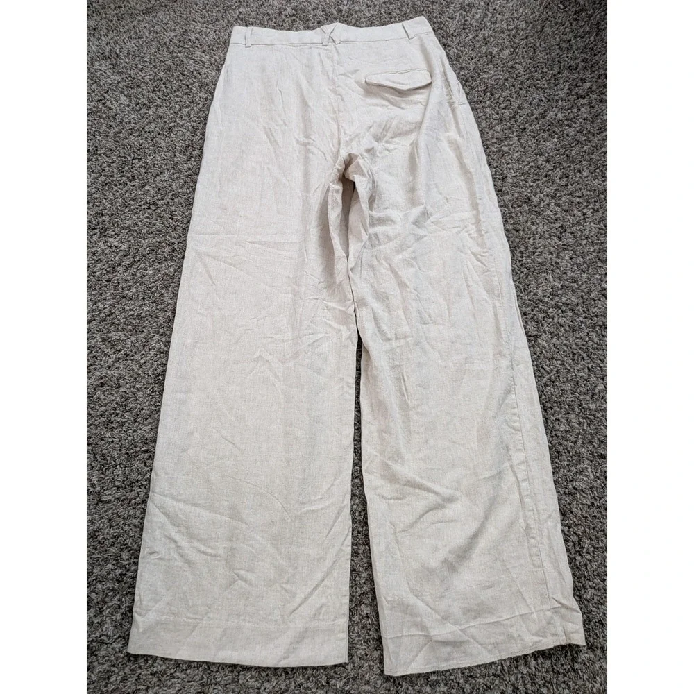 Banana Republic Linen Blend Wide Leg High Waist Paints Women's Size 12 Beige‎